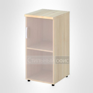 Шкаф узкий низкий правый со стеклом без рамы офисный для персонала 19.73 + 19.89 R 