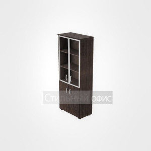Шкаф высокий широкий со стеклом и глухими дверьми для персонала 20.78 + 20.83 + 20.87 