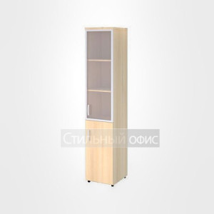 Шкаф высокий узкий правый полузакрытый со стеклом в раме офисный для персонала 20.77 + 20.83 + 20.87 R 