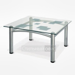 Стол журнальный квадратный с прозрачным стеклом Робер 2М 